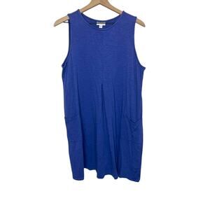 J. JILL Women's Large Cotton Knit Shift A Line Midi Dress Periwinkle Lagenlook